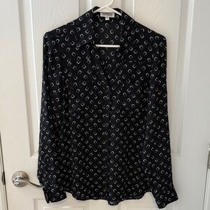 Express Black with White Patterned horse shoes Button Down Shirt